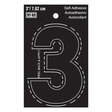 Hy-Ko 3In Black Vinyl Number 3, 10PK A30403